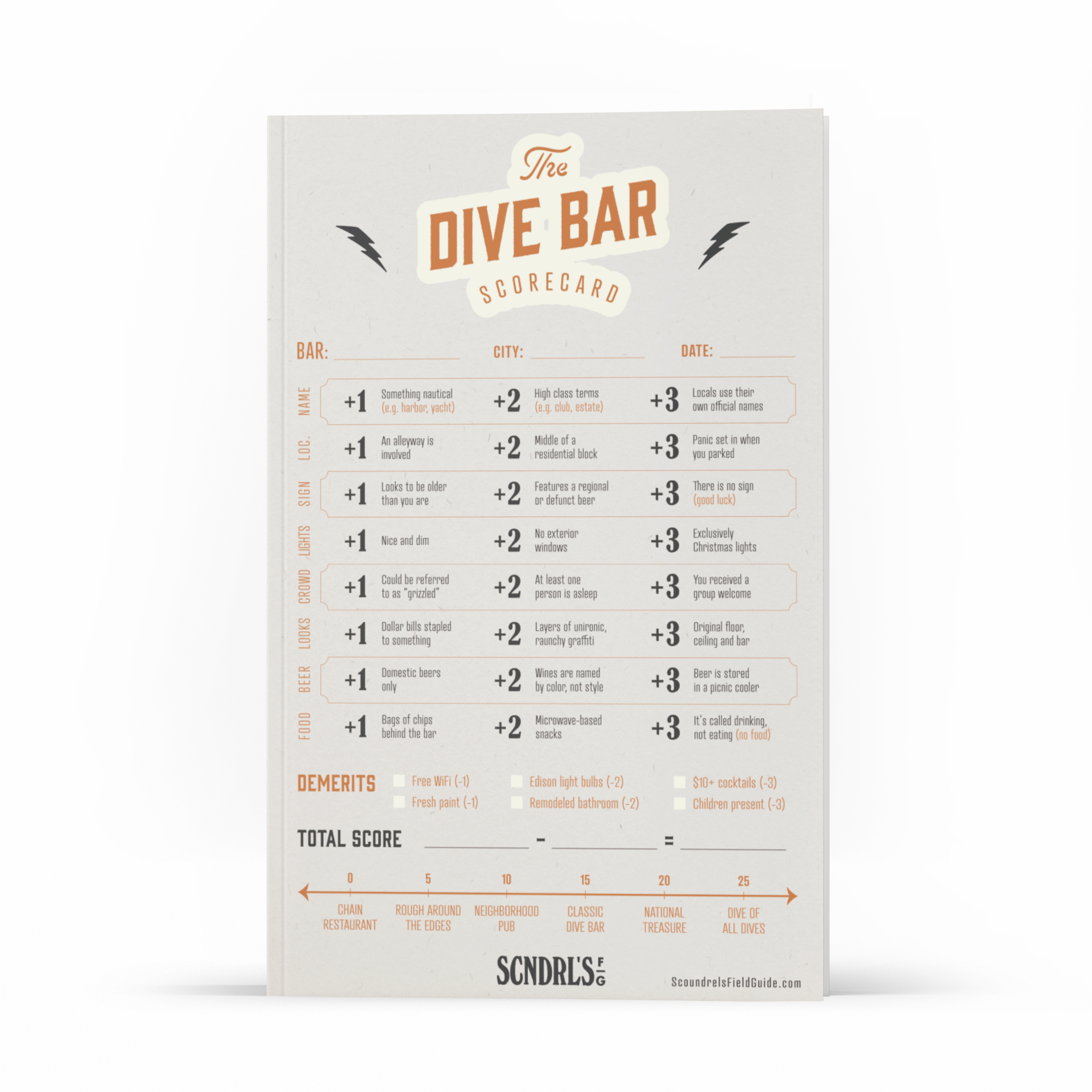 Dive Bar Scorecard Notepad 1 Dive Bar Scorecard Notepad